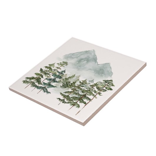 Waterverf Berglandschap Uitzicht Tegeltje (Zijkant)