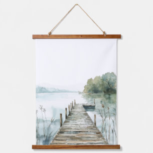 Waterverf Bergmeer Hangend Wandkleed