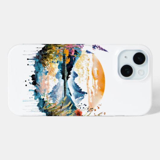 Waterverf bergscène Case-Mate iPhone case (Achterkant (horizontaal))