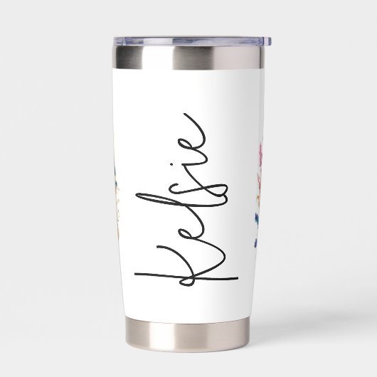 Waterverf bergscène gepersonaliseerd geïsoleerde drinkbeker (Links)