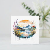 Waterverf bergscène kaart (Staand voorkant)