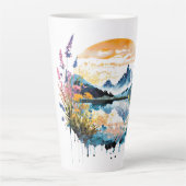 Waterverf bergscène latte mok (Voorkant)