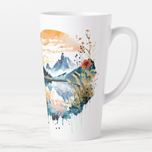 Waterverf bergscène latte mok (Rechts)