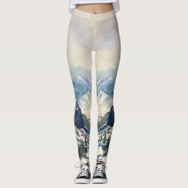 Waterverf Bergscène Leggings