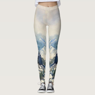 Waterverf Bergscène Leggings