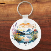 Waterverf bergscène sleutelhanger (Voorkant)