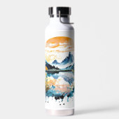 Waterverf bergscène waterfles (Links)