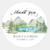 Waterverf Bergwrustic Wedding Ronde Sticker (Voorkant)