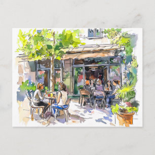 Waterverf Berlijn Kreuzberg Zomer Café Briefkaart