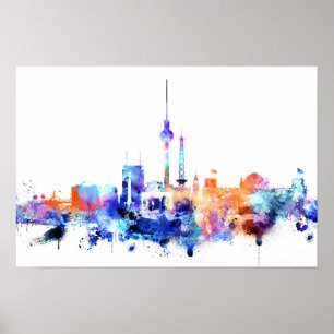 Waterverf Berlin Skyline Print