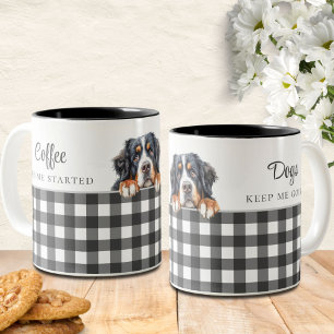 Waterverf Berner Sennenhond Black White Plaid Tweekleurige Koffiemok
