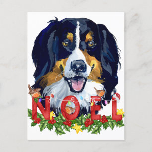 Waterverf Bernese Mountain Dog Kerstmis Briefkaart