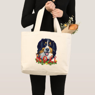 Waterverf Bernese Mountain Dog Kerstmis Grote Tote Bag