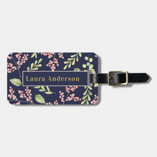 Waterverf Berries Bagagelabel van gepersonaliseerd (Voorkant horizontaal)