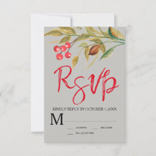 Waterverf Berries & Branches RSVP Response Kaart