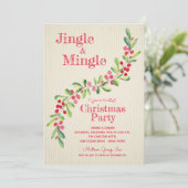 Waterverf Berries Greenery Swag kerstuitnodiging (Staand voorkant)