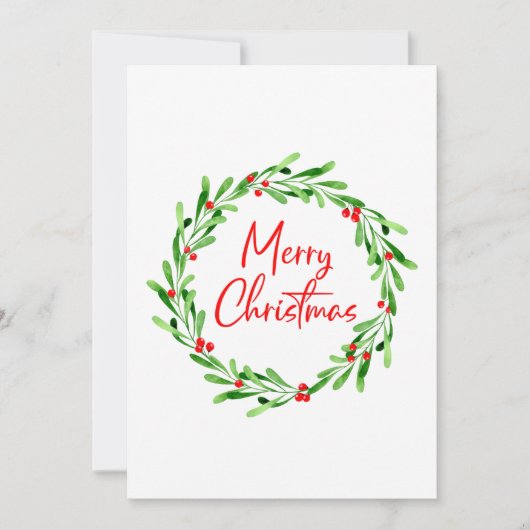 Waterverf Berries & Greenery Wreath Holiday Card (Voorkant)