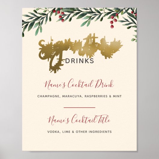 Waterverf Berry Drink Wedding Sign Poster (Voorkant)