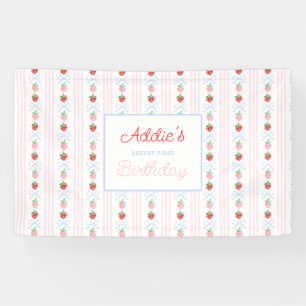 Waterverf Berry eerste verjaardag aardbeien Spandoek