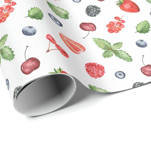  Waterverf Berry Pattern Cadeaupapier (Rol Hoek)