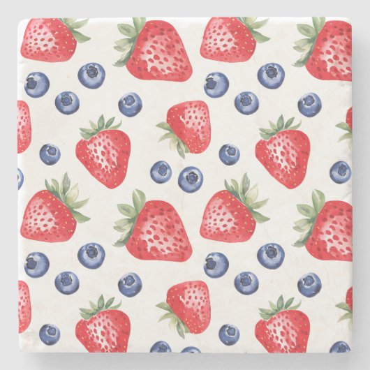 Waterverf Berry Pattern Modern Summer Party Stenen Onderzetter (Voorkant)