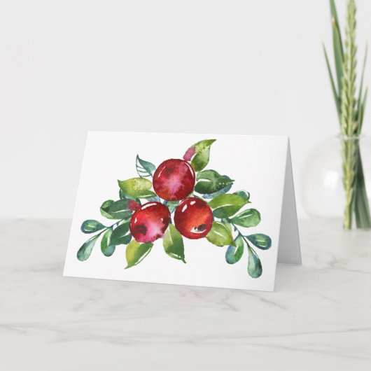 Waterverf Berry Stem Christmas Kaart (Voorkant)