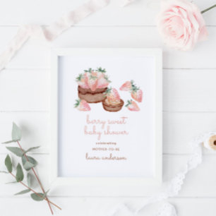 Waterverf Berry Sweet Chocolate Cake Baby shower Poster