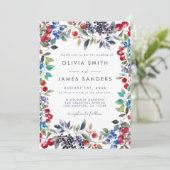 Waterverf Berry Zomer Bruiloft Kaart (Staand voorkant)