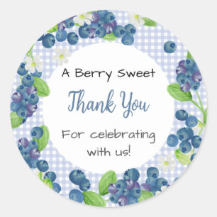Waterverf Bes Zoete Blauwe Baby Shower Ronde Sticker