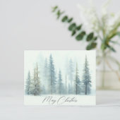 Waterverf besneeuwde bomen aangepaste kerst briefkaart (Staand voorkant)