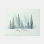 Waterverf besneeuwde bomen aangepaste kerst deurmat (Voorkant)