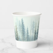 Waterverf besneeuwde bomen aangepaste kerst papieren bekers (Achterkant)