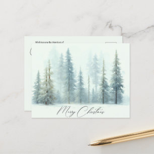 Waterverf besneeuwde bomen op maat voor Kerstmis Briefkaart