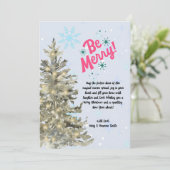 Waterverf besneeuwde kerstboom winterscene feestdagenkaart (Staand voorkant)