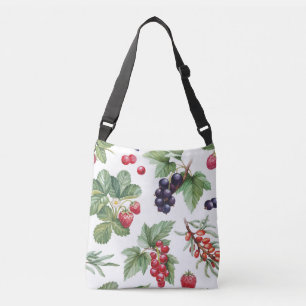 Waterverf bessen illustratie naadloos patroon crossbody tas