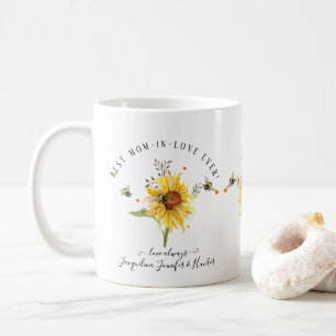 Waterverf Beste mama in liefde Zonnebloemen  Koffiemok