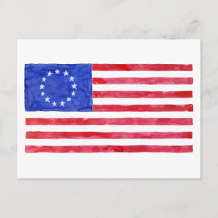 Waterverf Betsy Ross Flag Briefkaart
