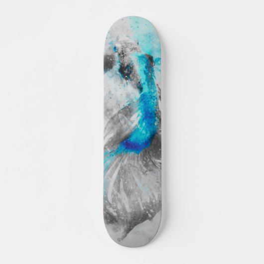 Waterverf Betta Fish Gray Blue Turquoise Skateboard (Voorkant)