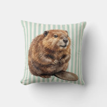 Waterverf Bever Wilde Dieren Kussenhoes