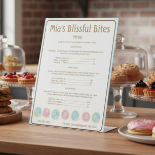 Waterverf Bevroren Suikerkoekjes Bakkerij Prijsmen Reclamebord Met Voetstuk