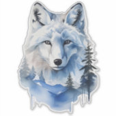 Waterverf Bevroren toendra Arctic Fox Sticker (Voorkant)