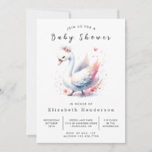 Waterverf bewerkbaar Swan-Baby shower Kaart
