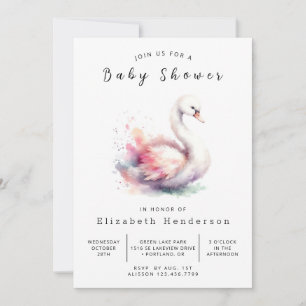 Waterverf bewerkbaar Swan-Baby shower Kaart