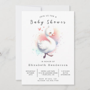 Waterverf bewerkbaar Swan-Baby shower Kaart
