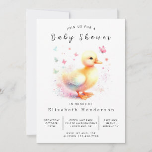 Waterverf bewerkbare eend Baby shower Kaart