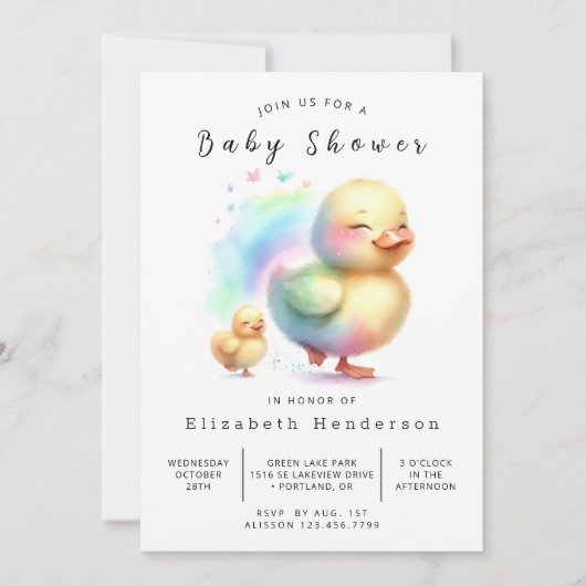 Waterverf bewerkbare eend Baby shower Kaart (Voorkant)