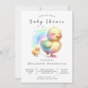 Waterverf bewerkbare eend Baby shower Kaart