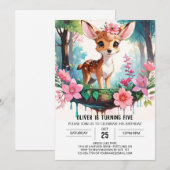 Waterverf bewerkbare herten meisje verjaardag kaart (Voorkant / Achterkant)