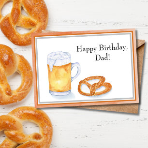 Waterverf Bier & Pretzel Verjaardag Vader Kaart