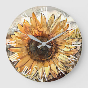 Waterverf Big Sunflower Elegant Collectie Grote Klok